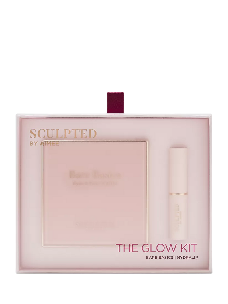 Sculpted By Aimee Glow Kit makeup gift set with palette and lipstick (British brand)