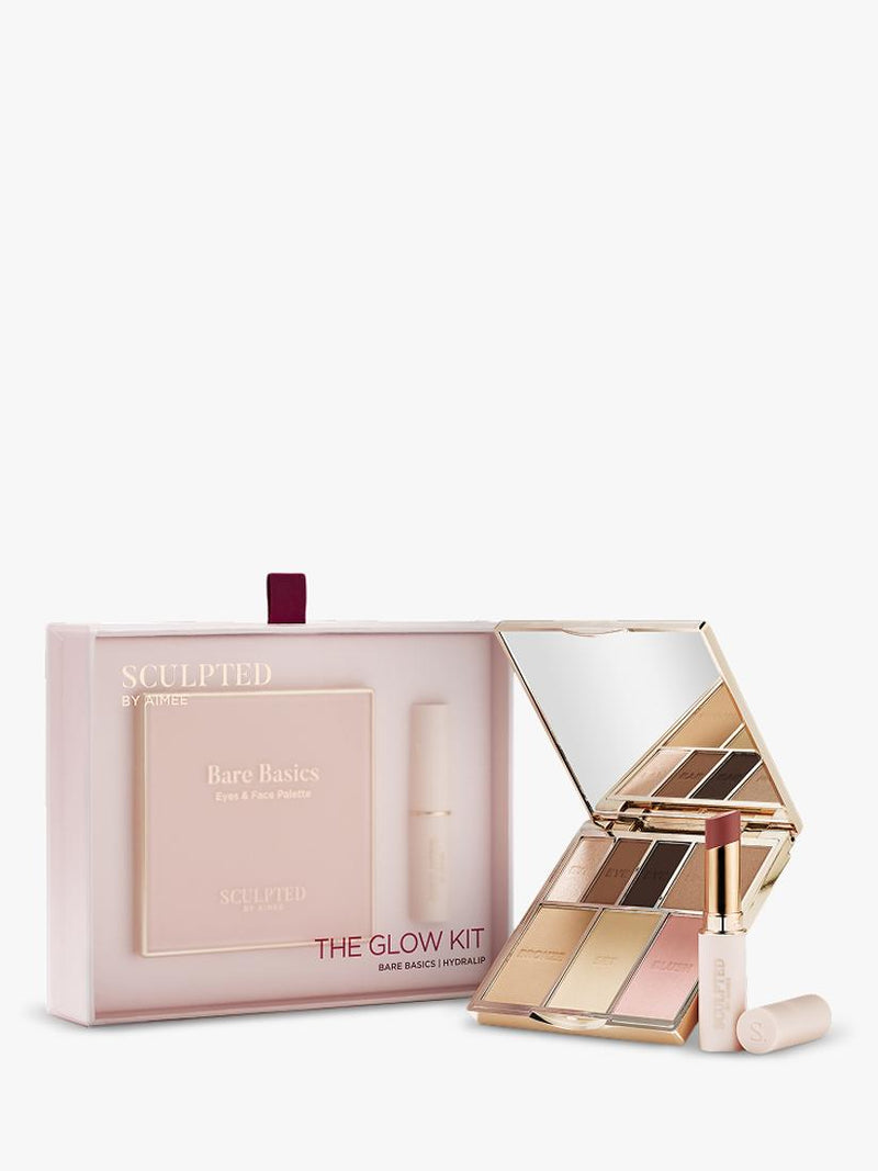 Sculpted By Aimee Glow Kit makeup gift set with palette and lipstick (British brand)