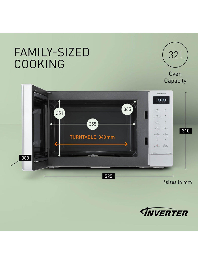 Panasonic white freestanding microwave 32L (British brand)