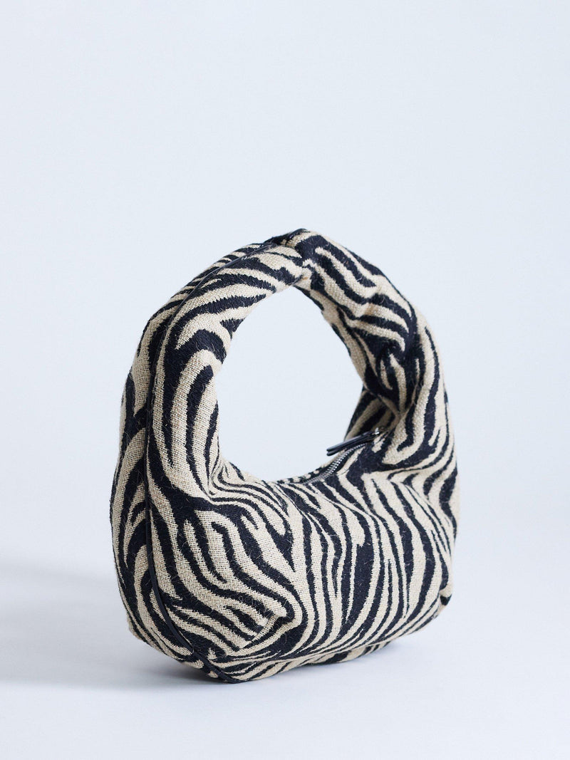 Topshop zebra hobo bag black and white textured cotton (British brand)