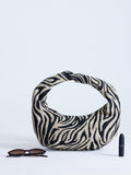 Topshop zebra hobo bag black and white textured cotton (British brand)
