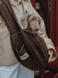 By Teddy quilted pet sling chocolate brown, imported from the UK
