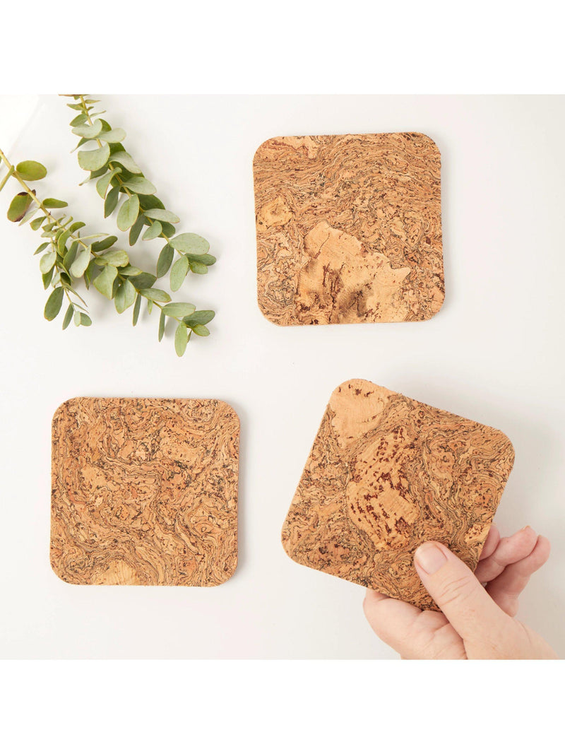 LIGA cork coasters set of 4, natural (British brand)