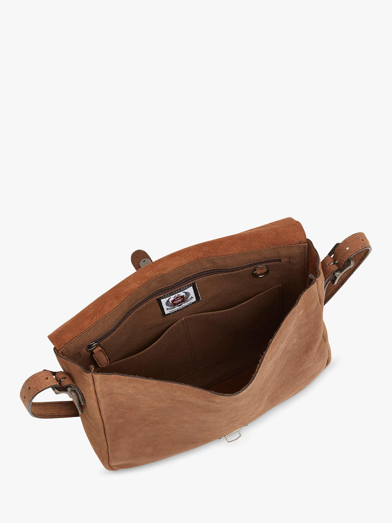 OSPREY LONDON Chocolate Leather Messenger Bag 27x31x7cm - British product