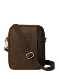 OSPREY LONDON leather messenger bag in chocolate and black, imported from the UK