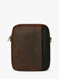 OSPREY LONDON leather messenger bag in chocolate and black, imported from the UK