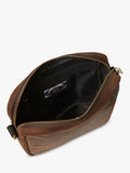 OSPREY LONDON leather messenger bag in chocolate and black, imported from the UK