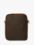 OSPREY LONDON leather messenger bag in chocolate and black, imported from the UK