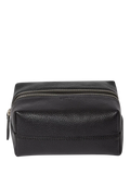 Osprey London black leather double zip small wash bag, imported from the UK