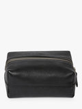 Osprey London black leather double zip small wash bag, imported from the UK