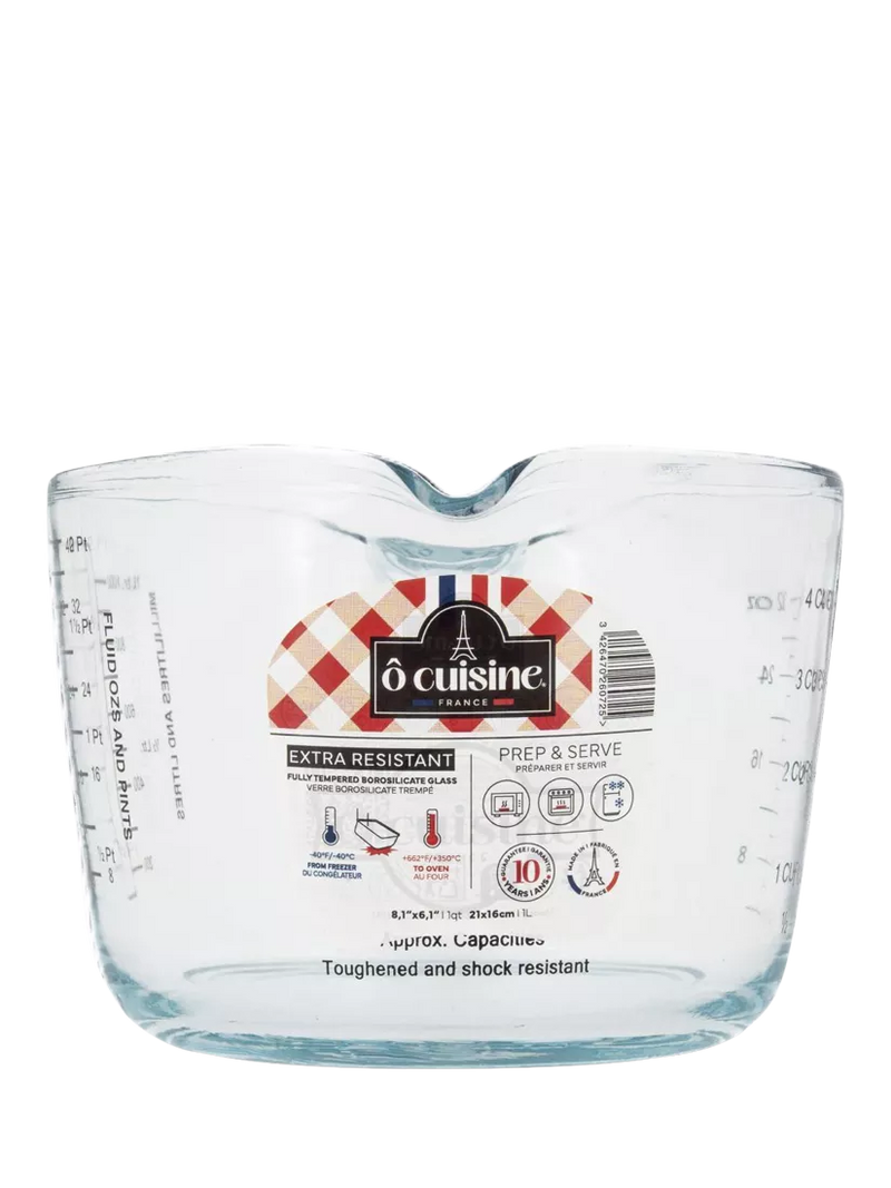 Ôcuisine glass measuring jug clear 1L - British product