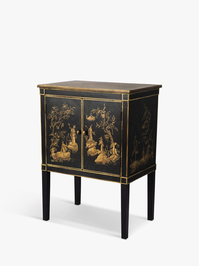 OKA Han Cabinet Black wood brass Chinoiserie, imported from the UK