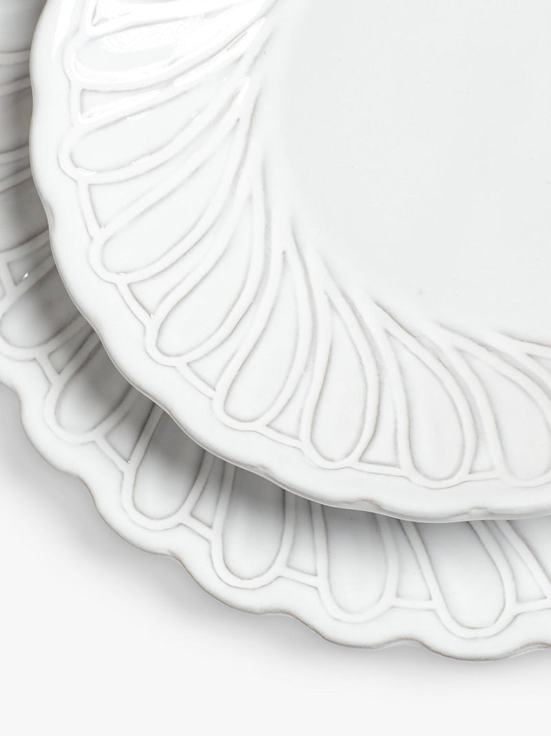 OKA Nephele ceramic pasta bowl set of 4 white 23cm, UK version