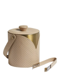 OKA Emsworth leather ice bucket and tongs taupe, UK version