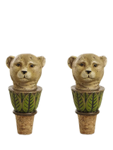 John Lewis OKA Lakadema Leopard Bottle Stoppers, Set of 2, Green- Buy online at McGrocer