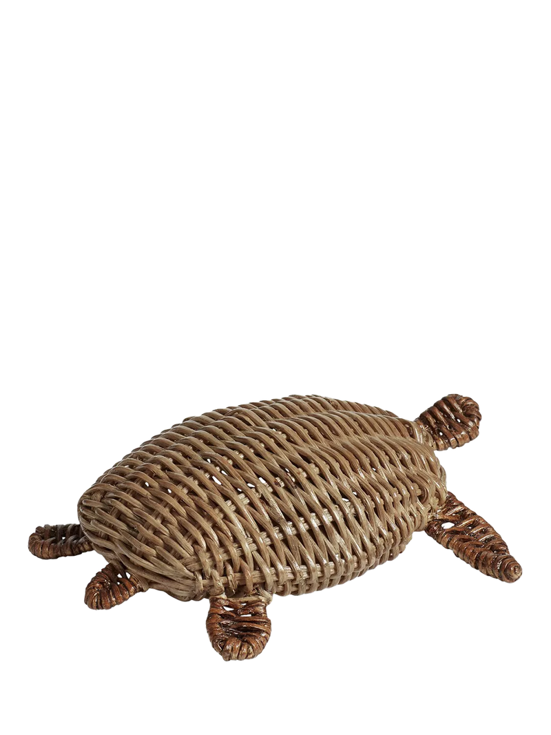 OKA rattan turtle ornament in Vintage Grey - British product