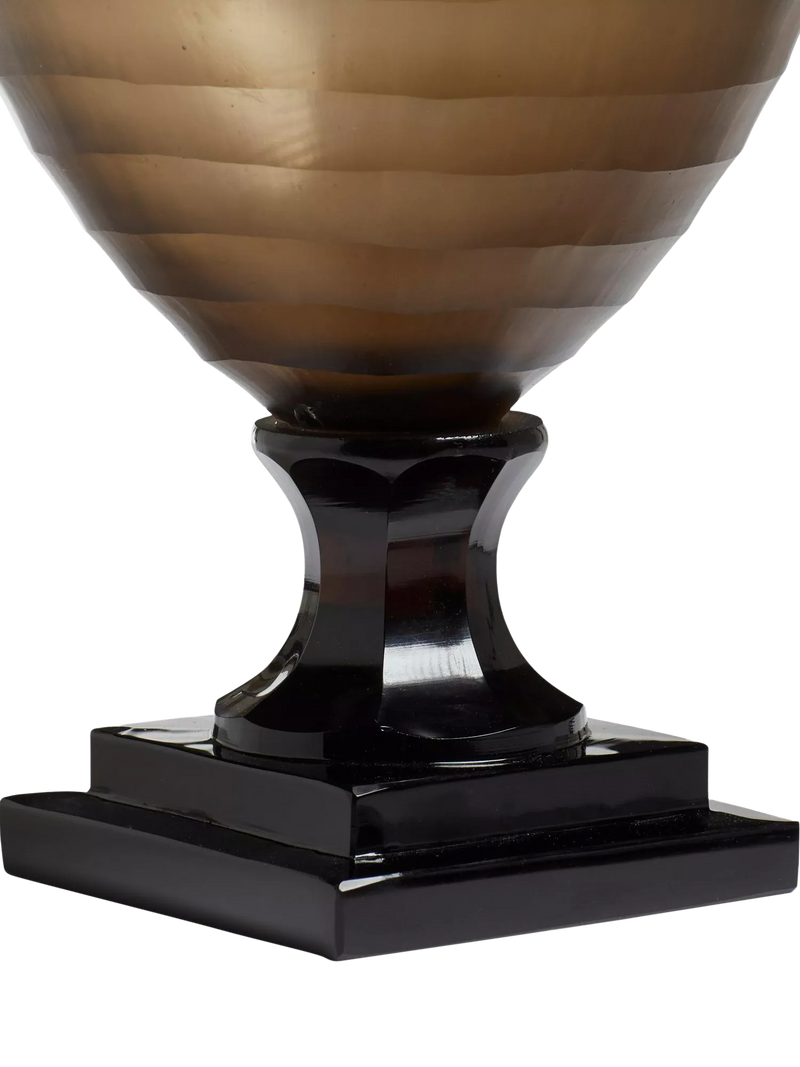 OKA Liora Candle Holder taupe hand-cut glass - British product