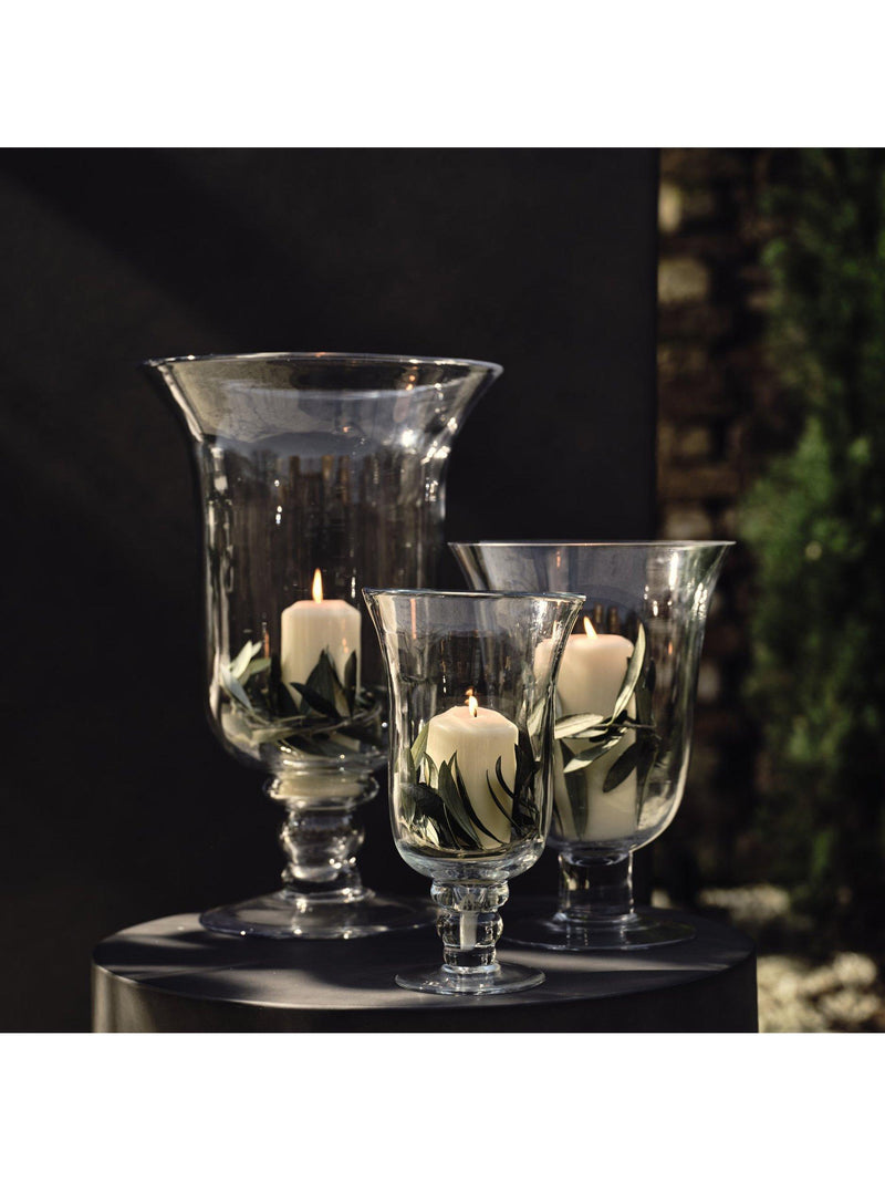 OKA Glass Hurricane Lamp Vase Clear 30cm, imported from the UK