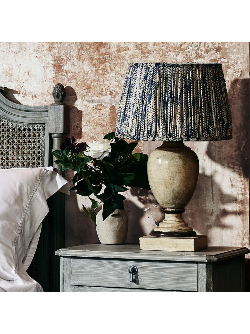 OKA Elemeri pleat lampshade heron blue 35cm - British product
