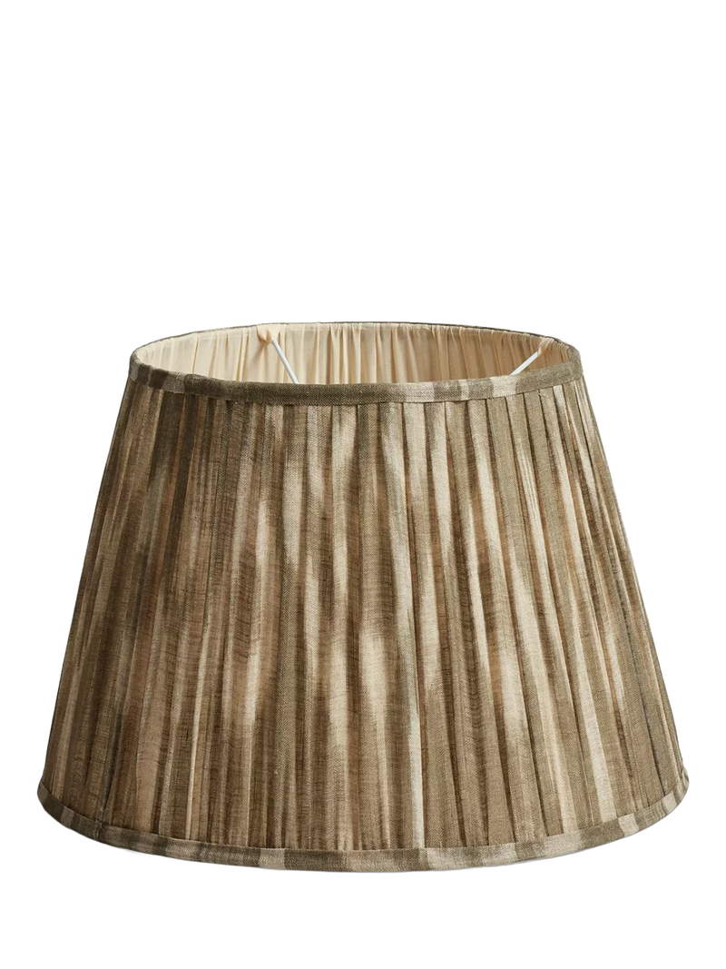 OKA Lillian Ikat Pleat lampshade olive 45cm (British brand)