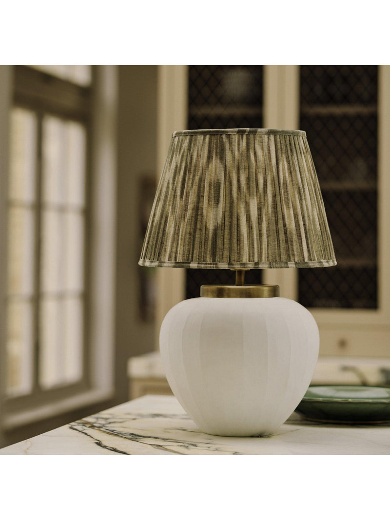 OKA Lillian Ikat Pleat lampshade olive 45cm (British brand)