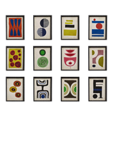 John Lewis OKA Dera Abstract Bobble Framed Prints, Set of 12, 48 x 36cm, Multi- Buy online at McGrocer