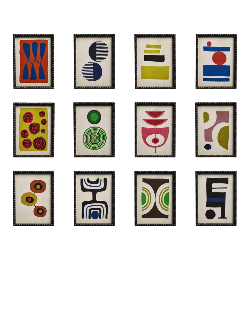 OKA Dera framed abstract bobble prints 48x36cm, imported from the UK