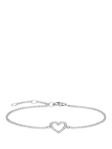 John Lewis THOMAS SABO Glam & Soul Zirconia Pave Heart Bracelet, Silver- Buy online at McGrocer