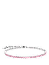 John Lewis THOMAS SABO Cubic Zirconia Tennis Bracelet Silver Pink 19cm- Buy online at McGrocer