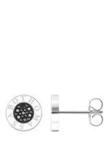 John Lewis THOMAS SABO Cubic Zirconia Logo Stud Earrings Silver Black 0.9 cm- Buy online at McGrocer