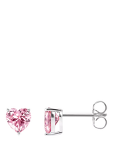 John Lewis Thomas Sabo Cubic Zirconia Heart Sterling Silver Stud Earrings, Pink- Buy online at McGrocer