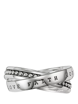 John Lewis THOMAS SABO Rebel At Heart Love Faith Hope Double Band Ring Silver 1.3 cm- Buy online at McGrocer