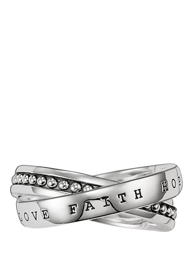 THOMAS SABO Rebel At Heart Love Faith Hope Double Band Ring Silver 1.3 cm