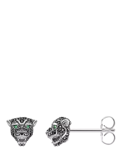 John Lewis THOMAS SABO Unisex Black Cat Zirconia Pave Stud Earrings- Buy online at McGrocer