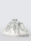 Weekend MaxMara silver leather clutch bag, UK version