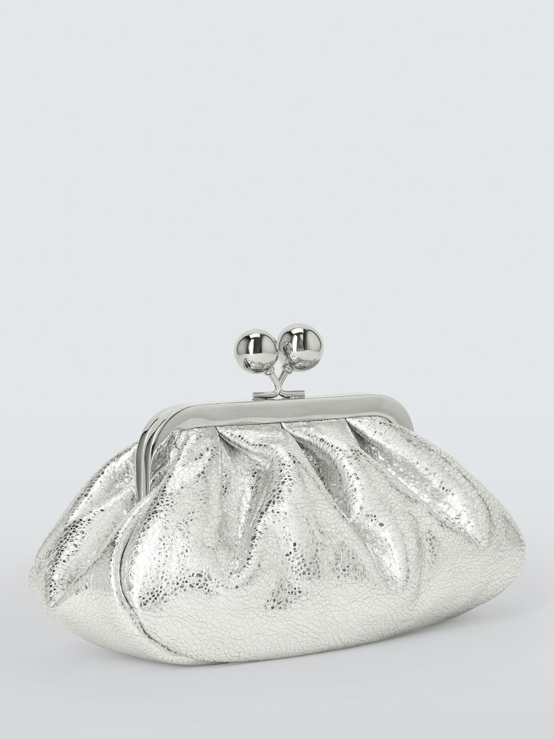 Weekend MaxMara silver leather clutch bag, UK version