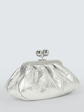 Weekend MaxMara silver leather clutch bag, UK version