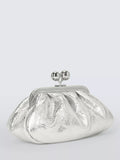 Weekend MaxMara silver leather clutch bag, UK version