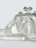Weekend MaxMara silver leather clutch bag, UK version