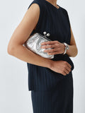 Weekend MaxMara silver leather clutch bag, UK version