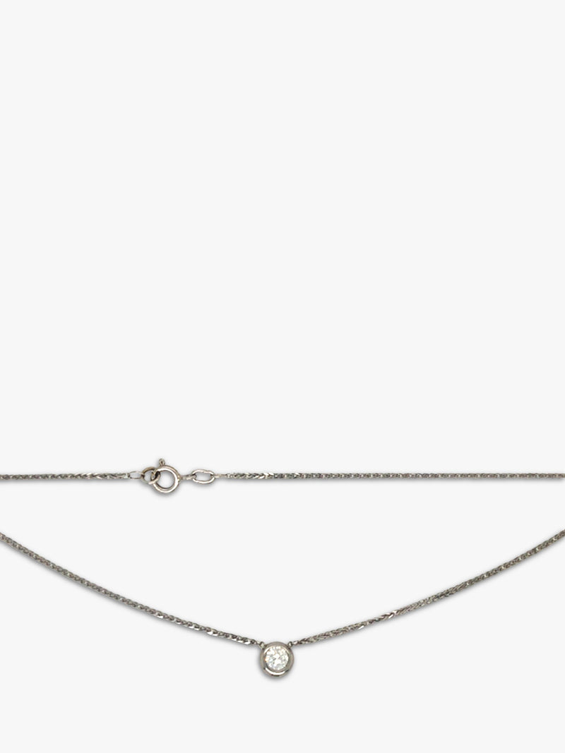 Vintage Fine Jewellery 18ct white gold diamond pendant necklace 0.40ct - British product