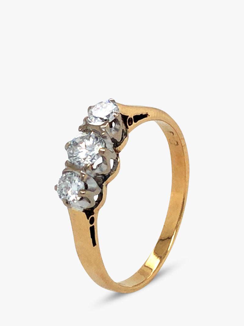Vintage Fine Jewellery pre-loved 18ct gold diamond ring size P - British product