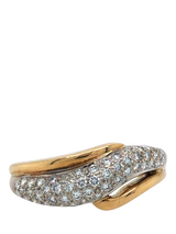 John Lewis Vintage Fine Jewellery Pre-loved 18ct Yellow and White Gold Diamond Pave Cross Over Cocktail Ring, UK O- Buy online at McGrocer