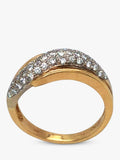 Vintage Fine Jewellery diamond pave cross over ring UK size O (British brand)