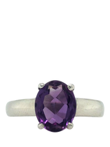 John Lewis Vintage Fine Jewellery Pre-loved 9ct White Gold Oval Amethyst Ring, Size N 1/2- Buy online at McGrocer