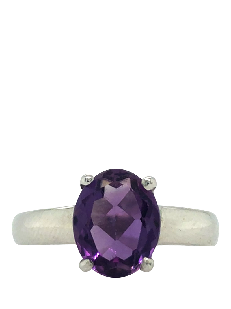 Vintage Fine Jewellery 9ct white gold amethyst ring, UK version