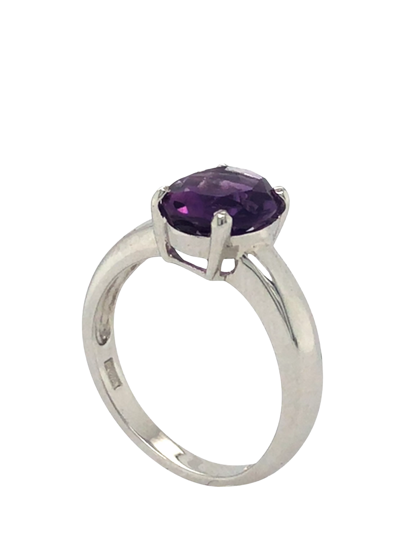 Vintage Fine Jewellery 9ct white gold amethyst ring, UK version