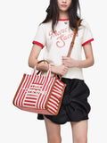 Marc Jacobs tote bag in True Red Multi stripe, imported from the UK