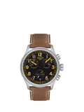Tissot Chrono L men's watch black dial brown leather strap 42mm, UK version