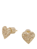 TUTTI gold heart stud earrings textured finish, imported from the UK